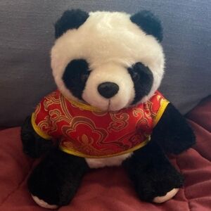 Longbo Chinese Panda Plush Toy with Red and Gold Outfit